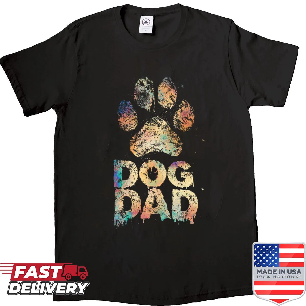 Vintage-style shirt with a distressed paw print design for dog dads