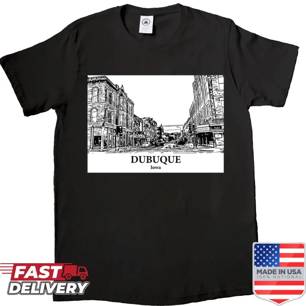 Vintage-style shirt featuring Dubuque, Iowa, with distressed design