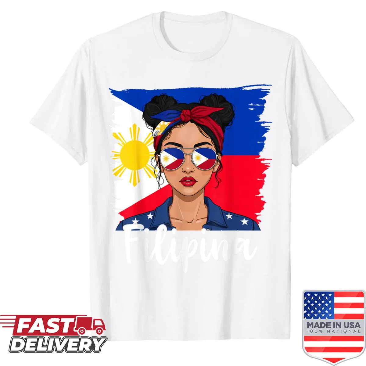 Proud Pinay shirt with Philippines flag design.