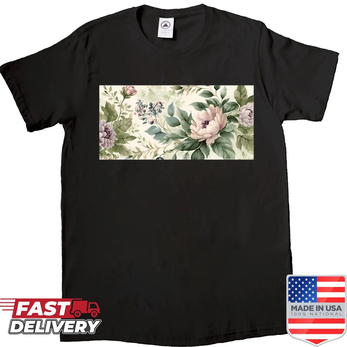 Floral watercolor design on a wedding-themed t-shirt