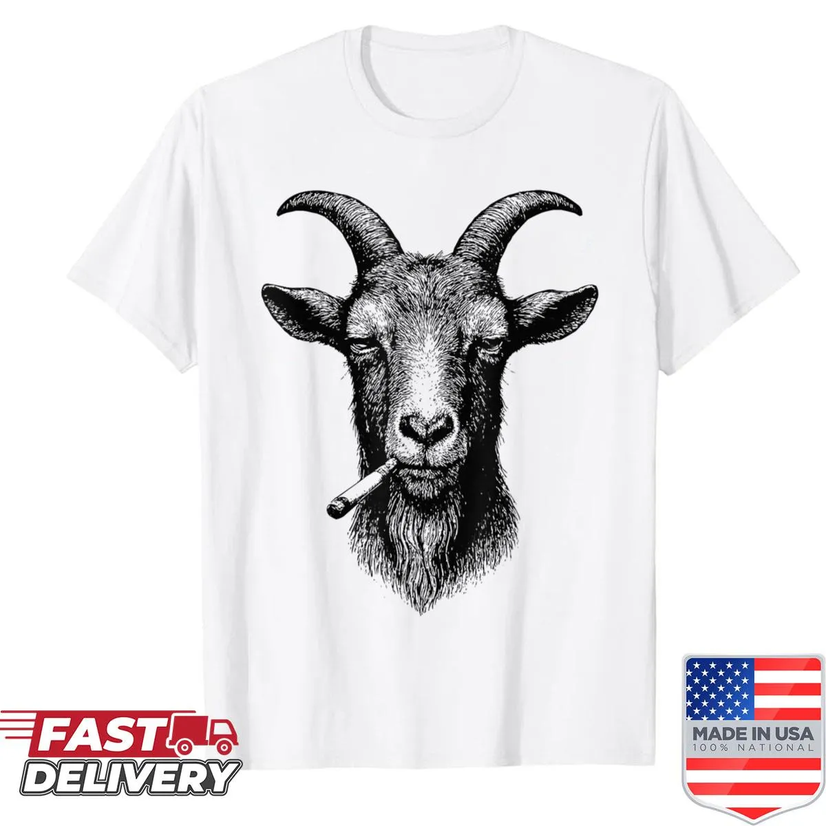 Funny goat smoking a cigarette grunge t-shirt