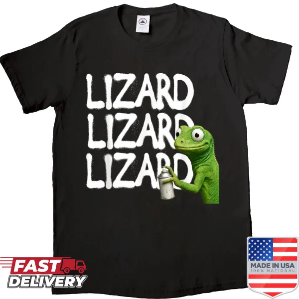 Funny lizard meme T-shirt showcasing a playful design