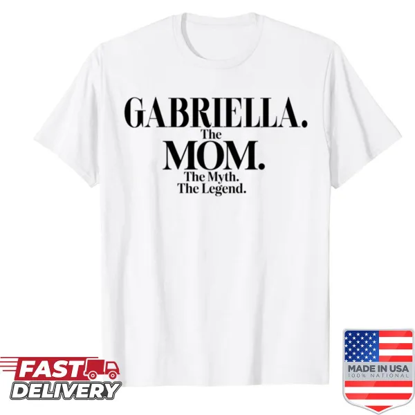 Whimsical typography shirt honoring moms named Gabriella