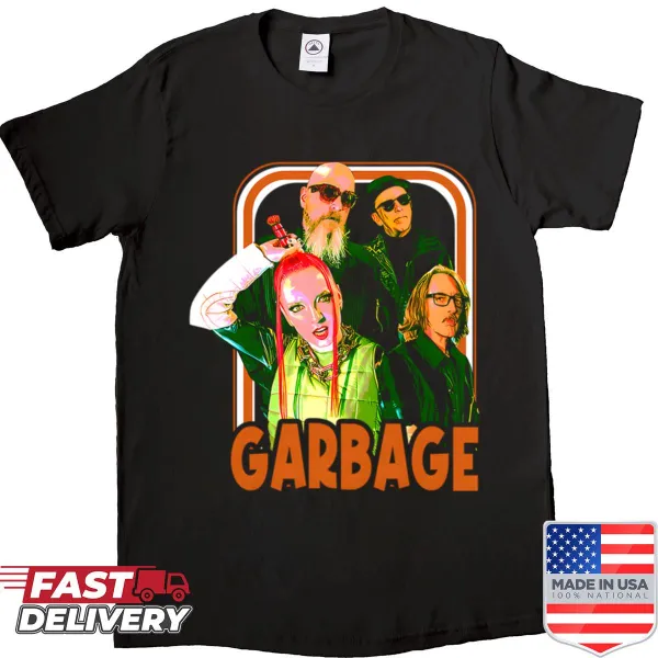 Retro rock band graphic T-shirt with Garbage band name
