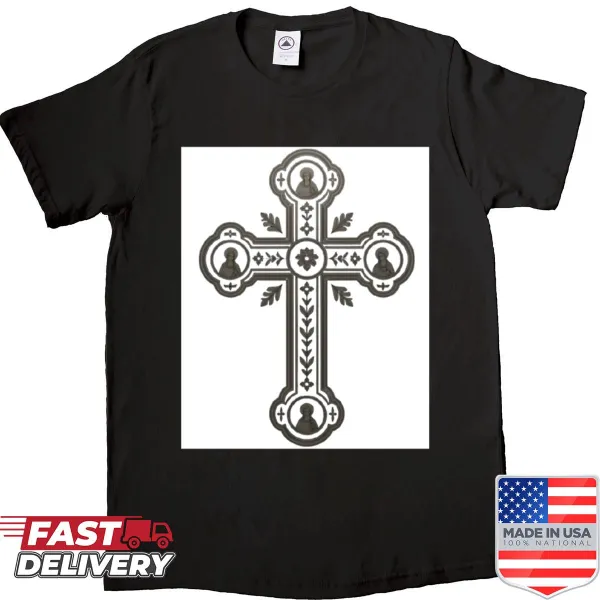 Gothic sacred cross design with intricate medieval vector art