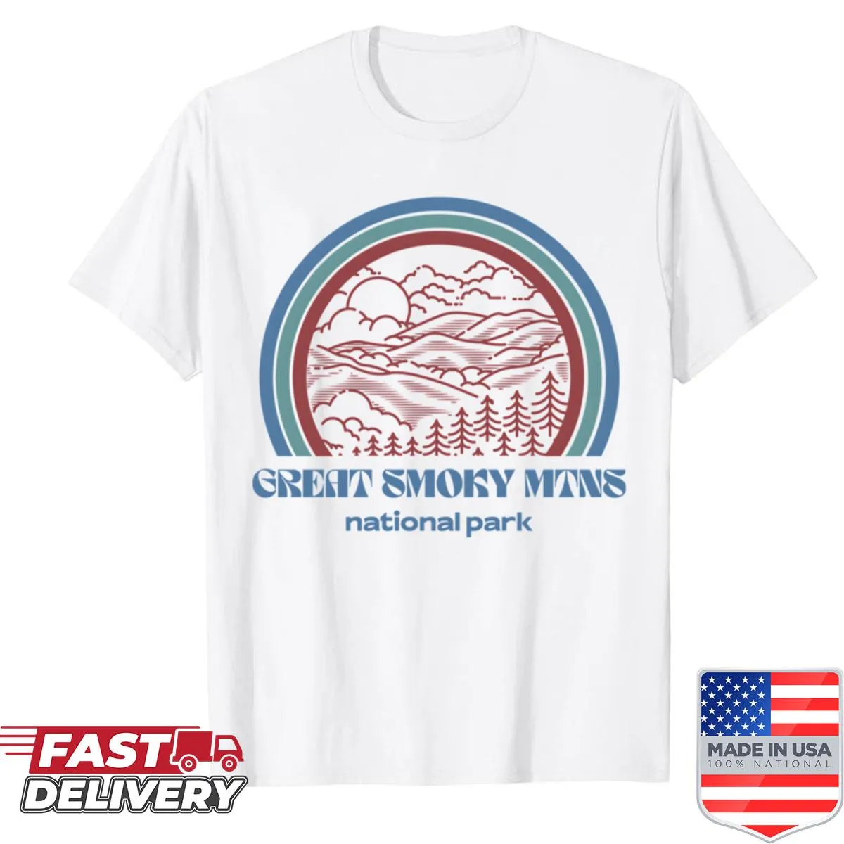 Vintage styled shirt featuring the Great Smoky Mountains National Park graphic
