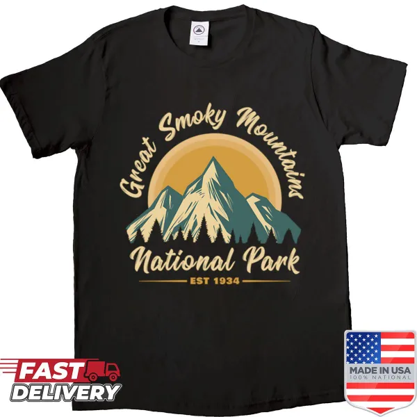 Vintage-style shirt featuring the Great Smoky Mountains National Park design