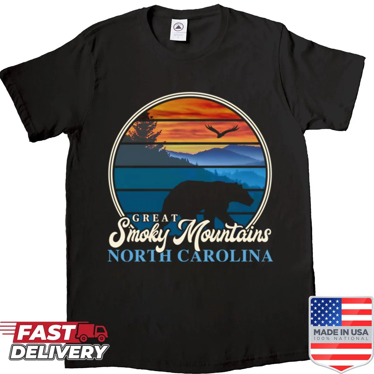 Vintage-style T-shirt featuring the Great Smoky Mountains design