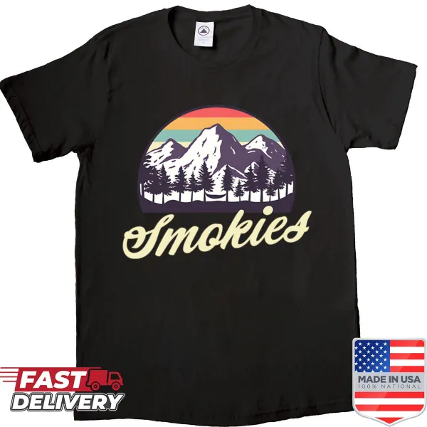 Vintage-style shirt depicting Smoky Mountains at sunset