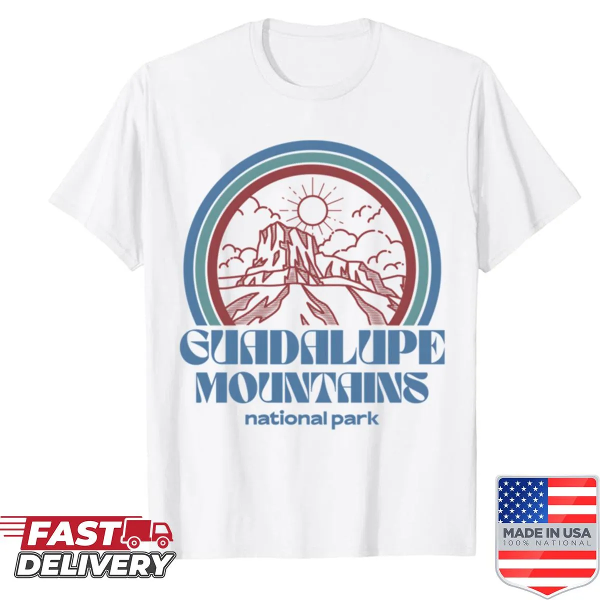 Vintage shirt showcasing Guadalupe Mountains National Park scenery