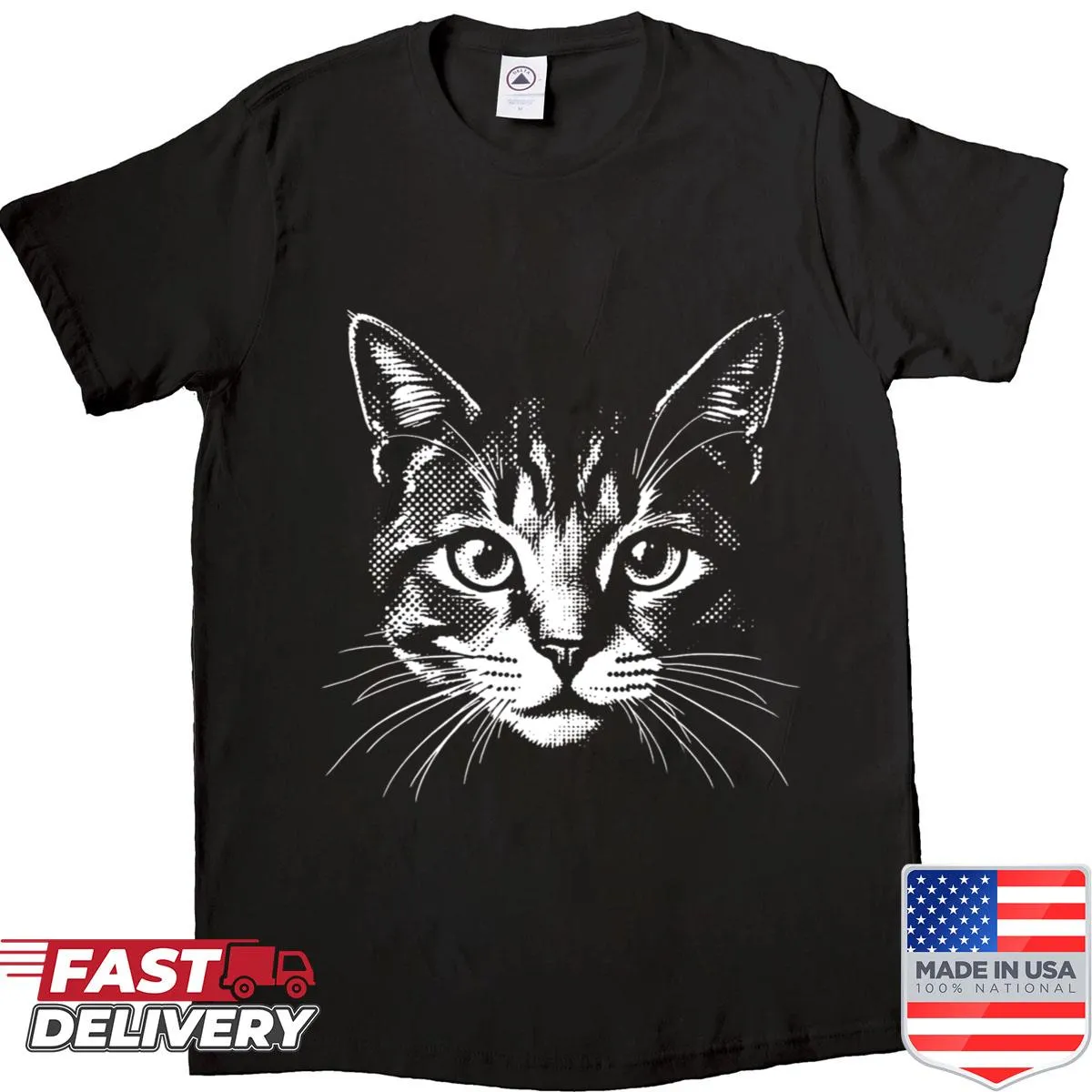 Funny Halloween shirt featuring a gothic kitten face design.