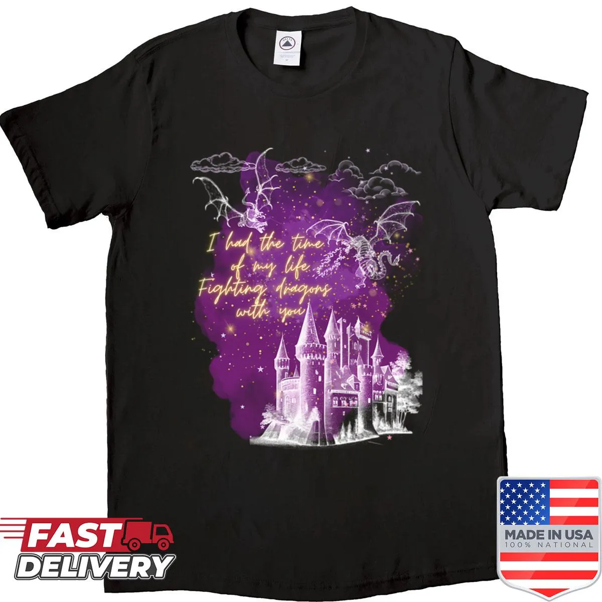 Vintage-style shirt merging Halloween and Christmas themes with music