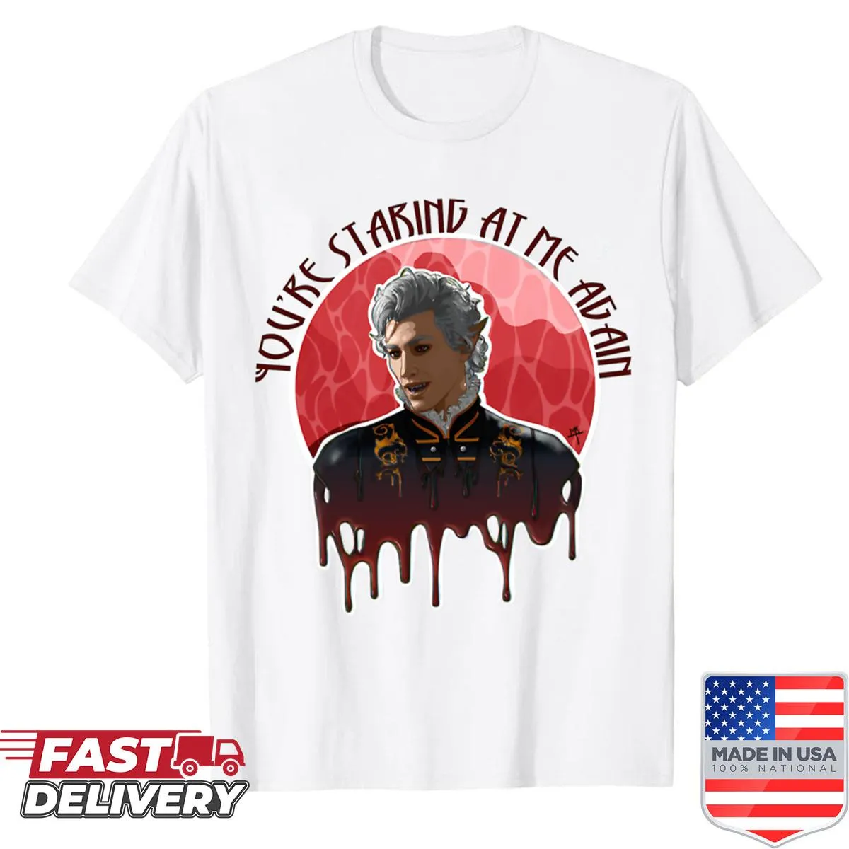 Vintage logo shirt blending horror and gaming themes