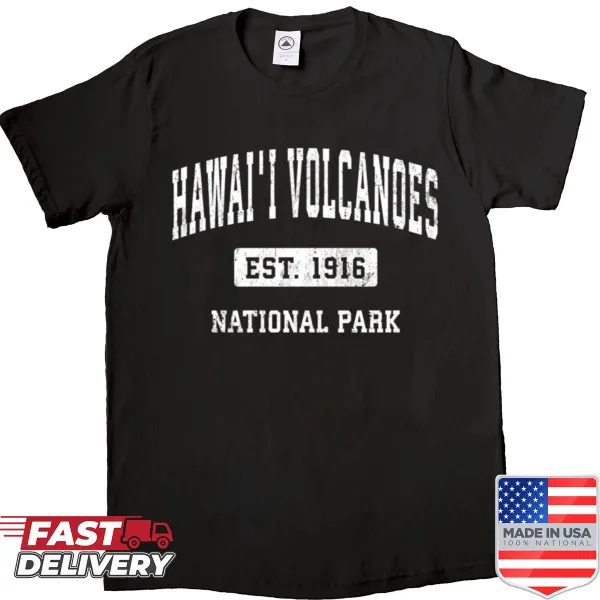 Vintage Hawaii Volcanoes National Park sports shirt with nature graphic