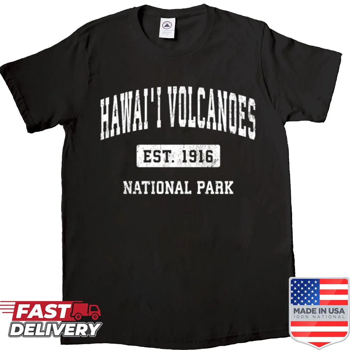 Vintage Hawaii Volcanoes National Park sports shirt with nature graphic