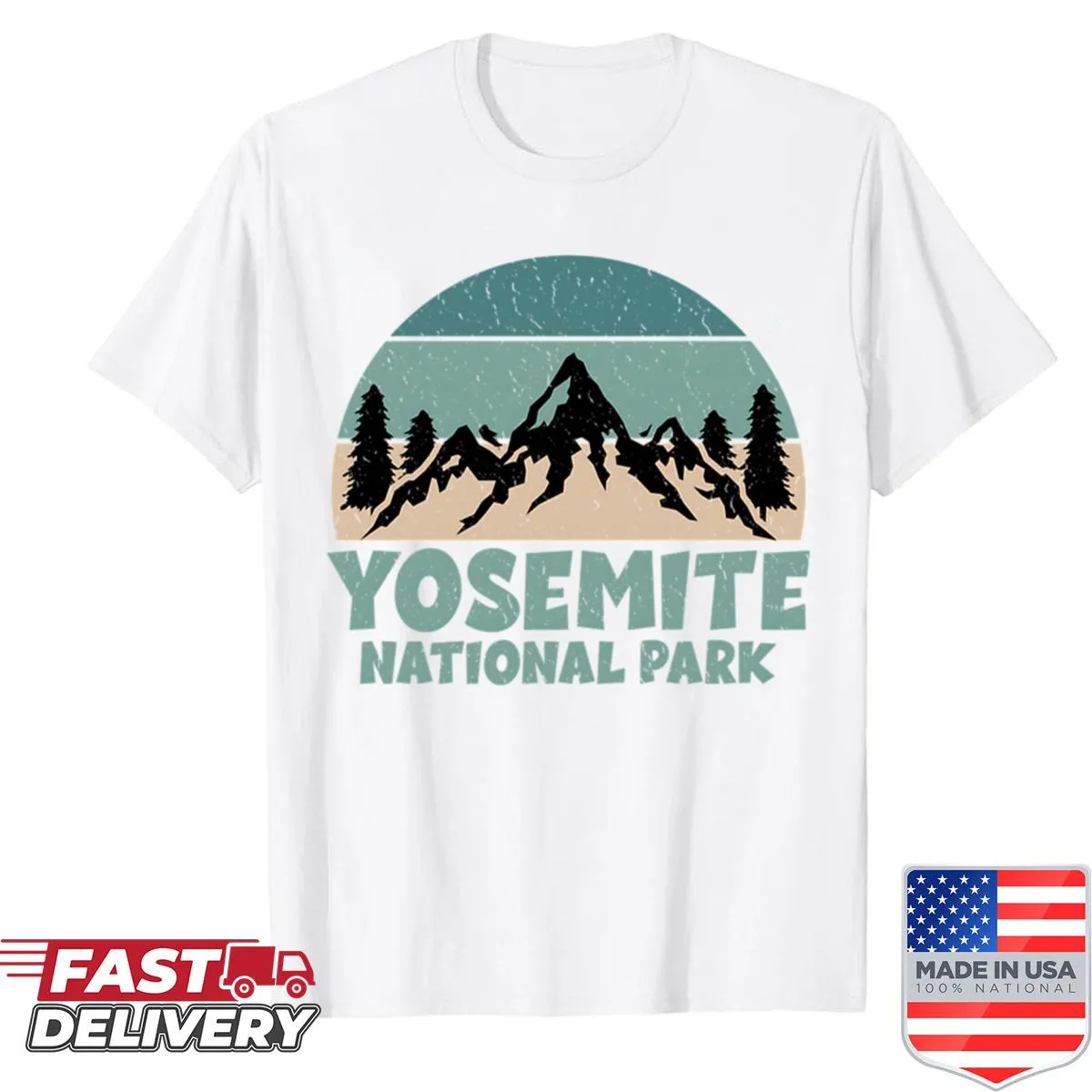 Vintage design featuring Yosemite National Park on hiking shirt