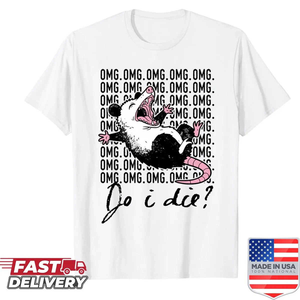 Funny opossum meme shirt featuring a humorous cartoon design