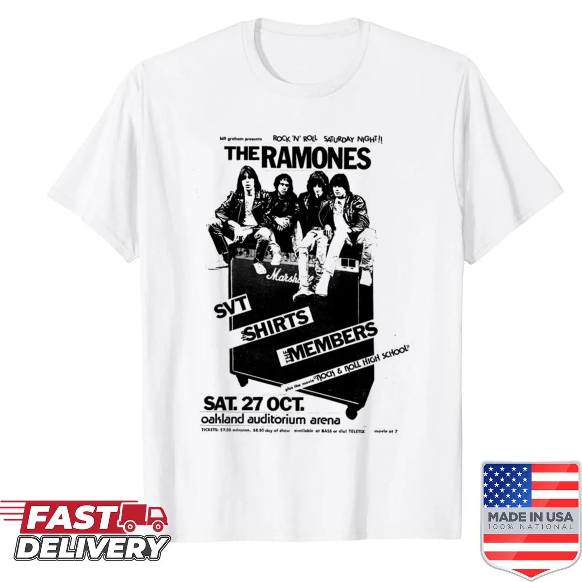 Vintage punk rock album design t-shirt with distressed logo