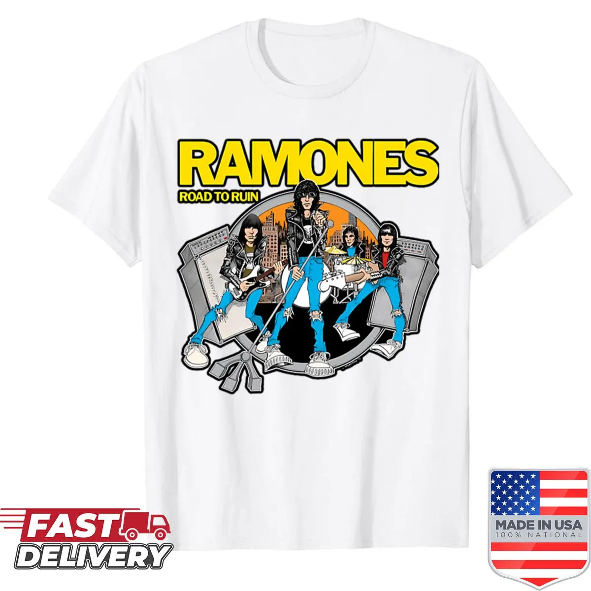 Vintage punk rock shirt with classic tour album graphics