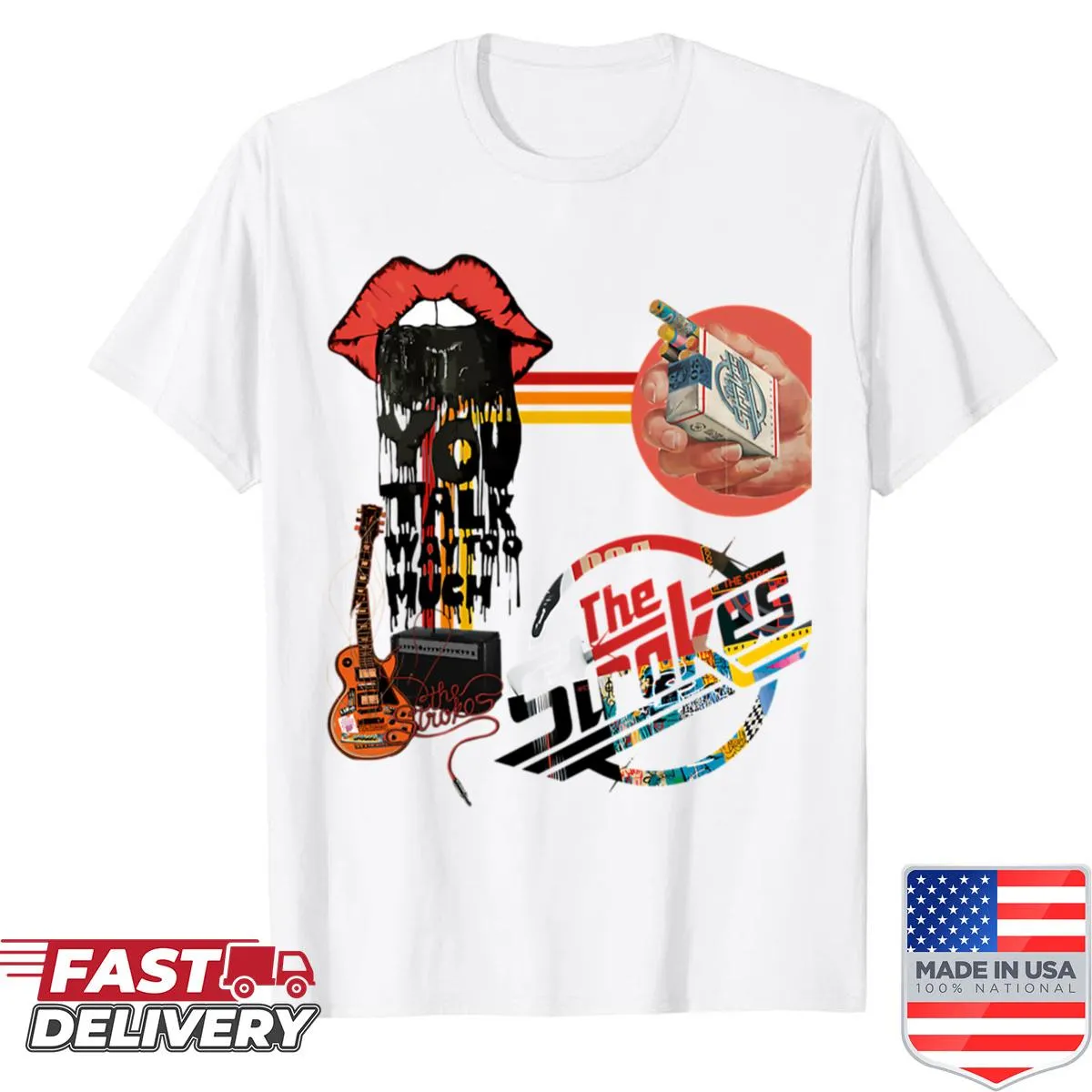 Vintage music album shirt with classic tour band logo