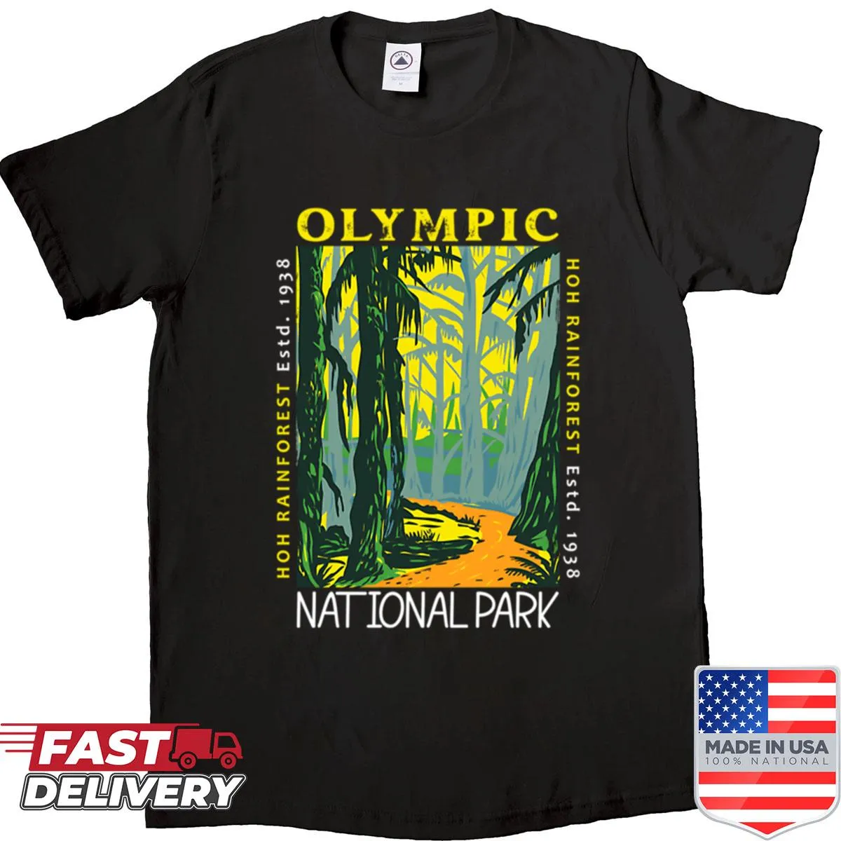 Vintage Hoh Rainforest shirt featuring Washington National Park design