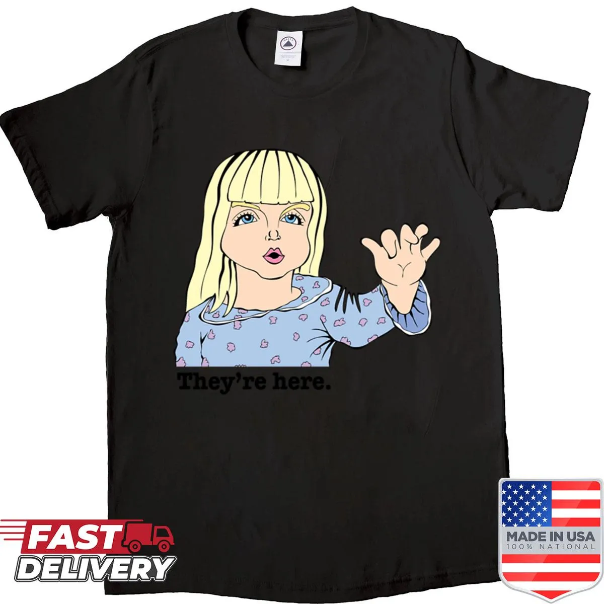 Horror-themed shirt featuring fan art inspired by classic horror films