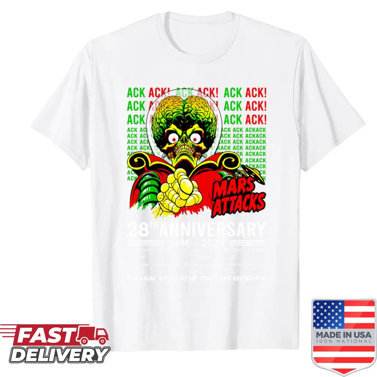 Vintage-style shirt featuring classic horror movie logo graphics