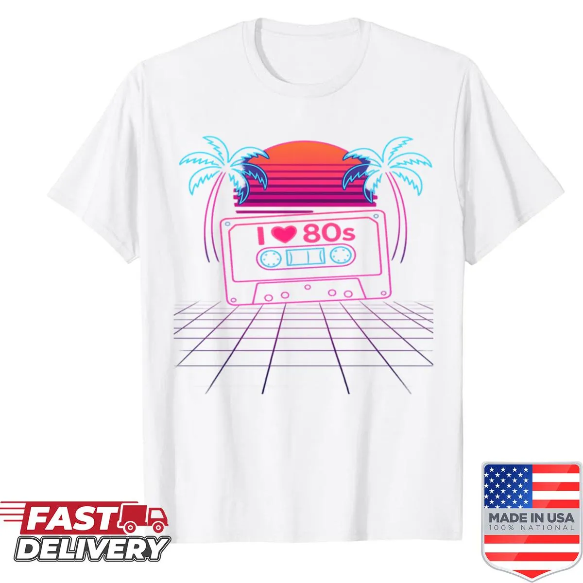 Retro cassette design shirt with 80s aesthetic