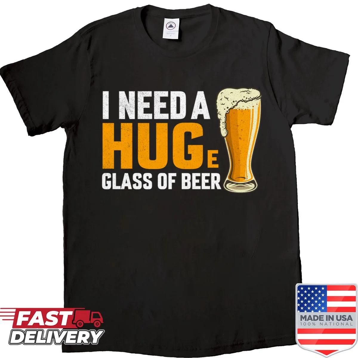 Funny beer-themed shirt with humorous text about needing a hug