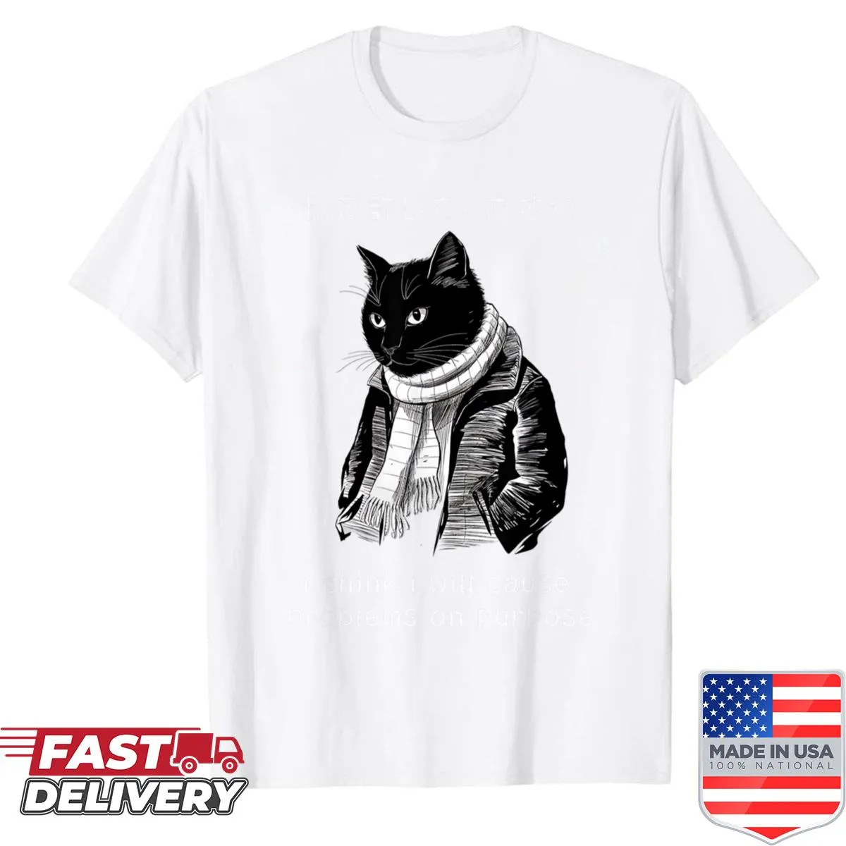 Funny cat meme shirt with mischievous cat design