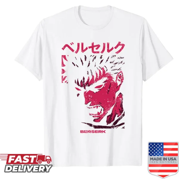 Vintage-style shirt featuring Japanese Berserk art