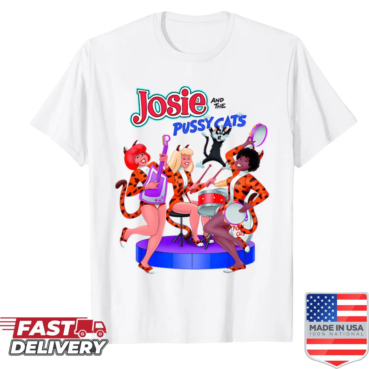 Vintage logo of Josies and the Pussycats on a t-shirt