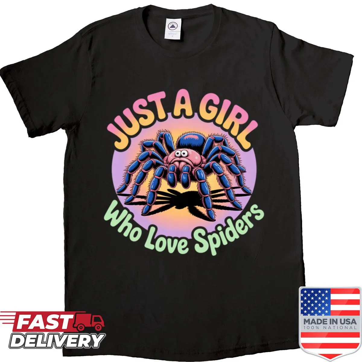 Cute shirt with playful spider illustrations
