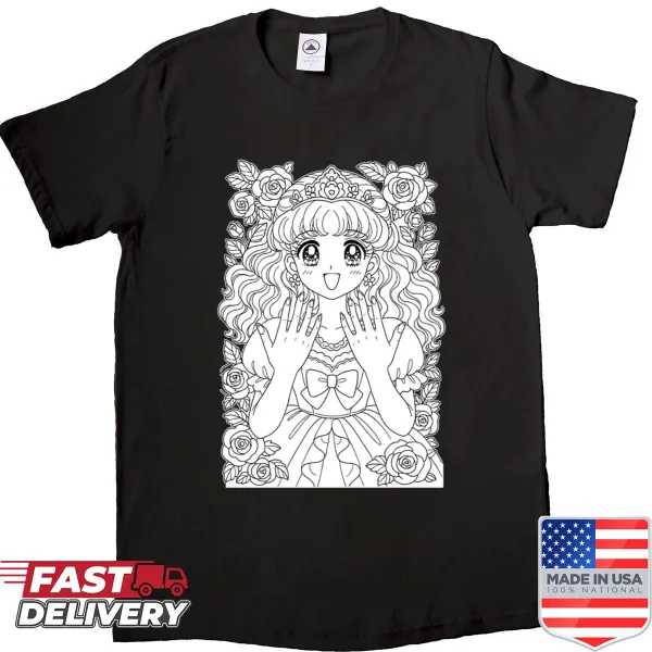 Cute anime girl t-shirt with shoujo manga princess illustration