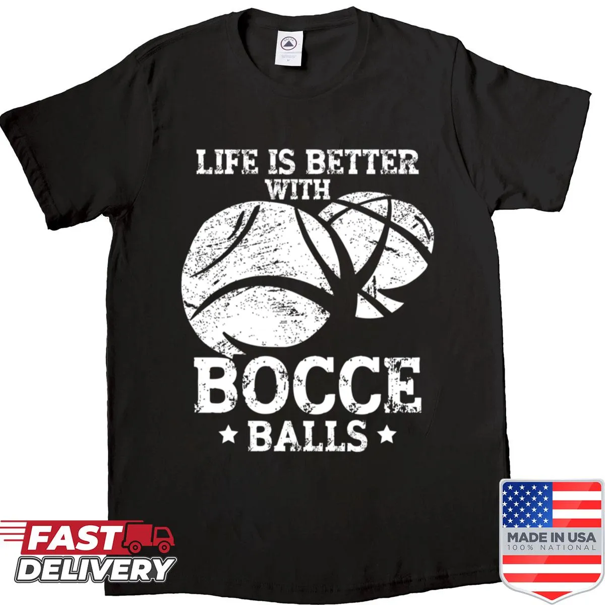 Oversized shirt with playful bocce ball themed design