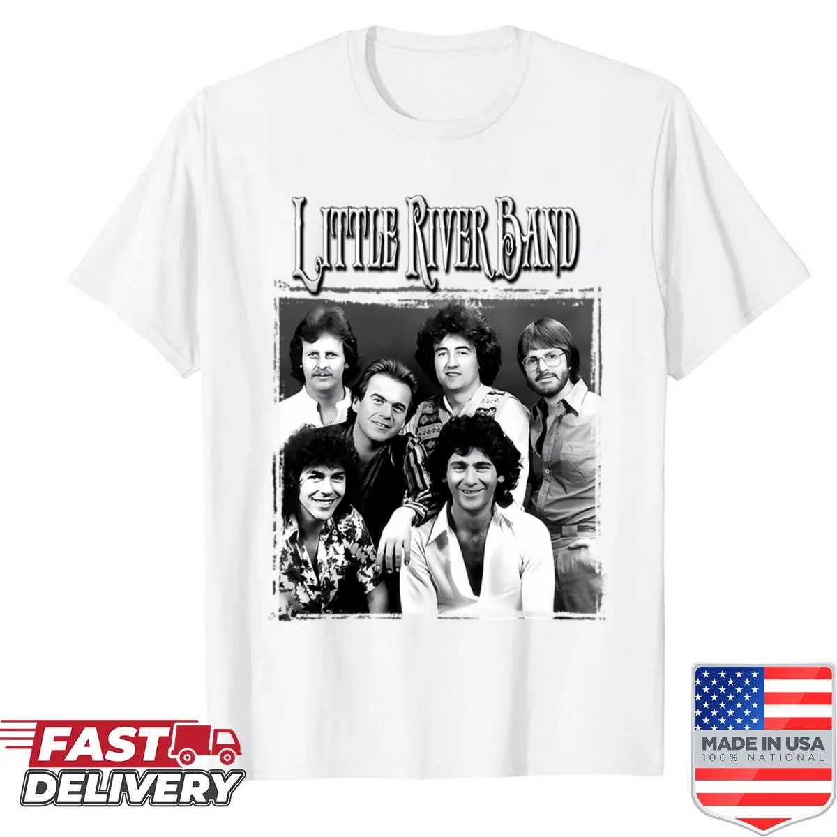 Vintage-style oversized shirt featuring Little River Band graphic