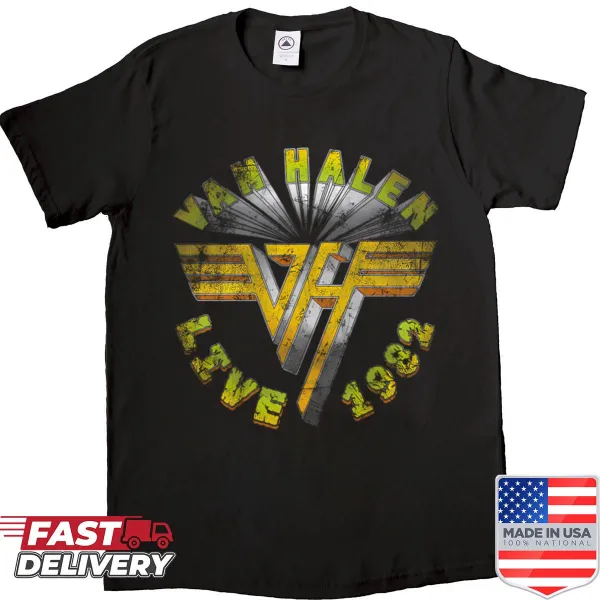 Vintage band logo art graphic on tour shirt