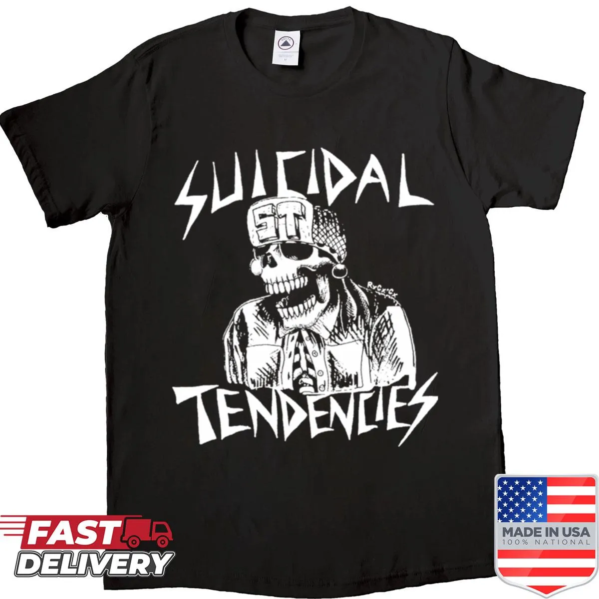 Vintage metal punk band logo shirt with distressed style