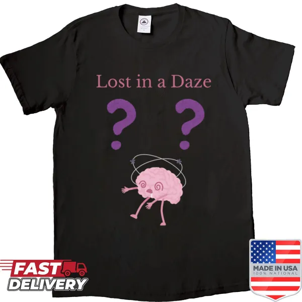 Oversized shirt with playful 'Lost In A Daze' typography design