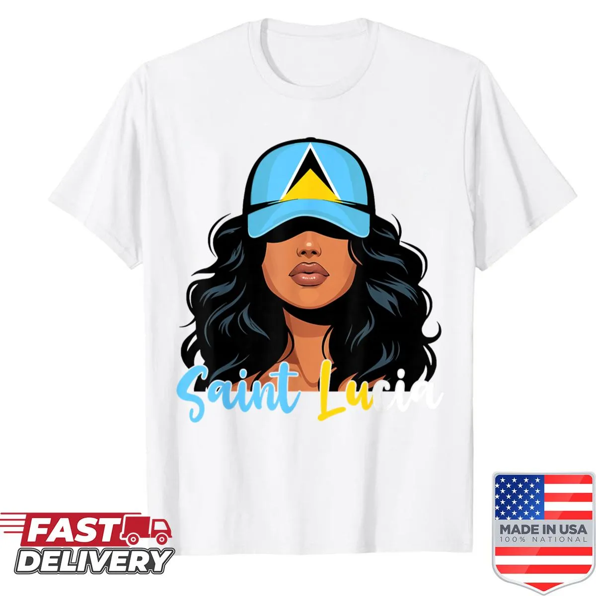 Saint Lucia flag emblem on a proud women's t-shirt
