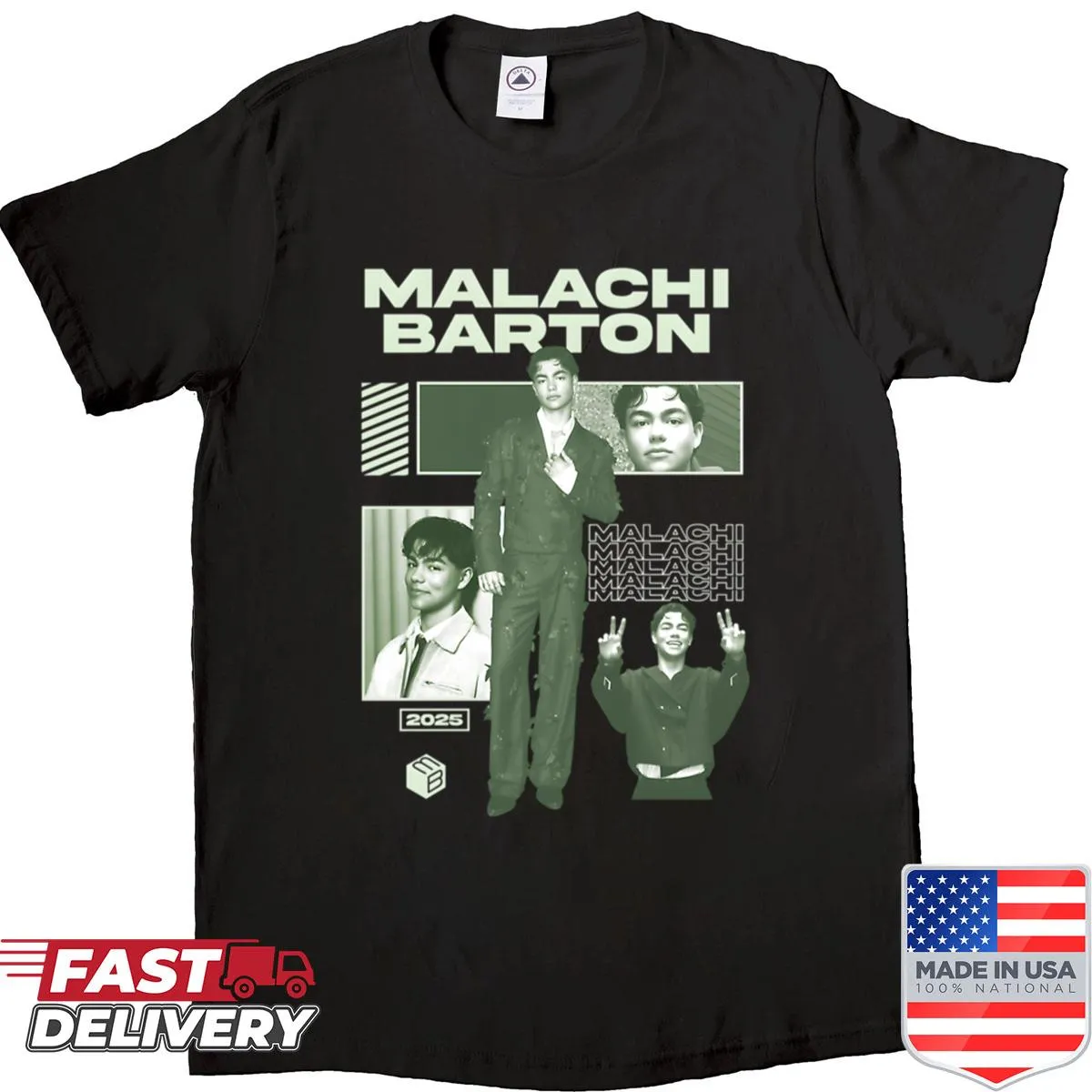 Retro-inspired graphic T-shirt featuring a design inspired by Malachi Barton
