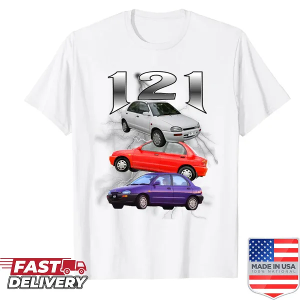 Vintage design shirt featuring the Mazda 121 Bubble car