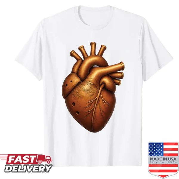 Steampunk mechanical anatomical heart T-shirt design