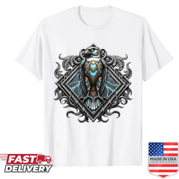 Vintage-style shirt with a medieval eagle heraldry crest design