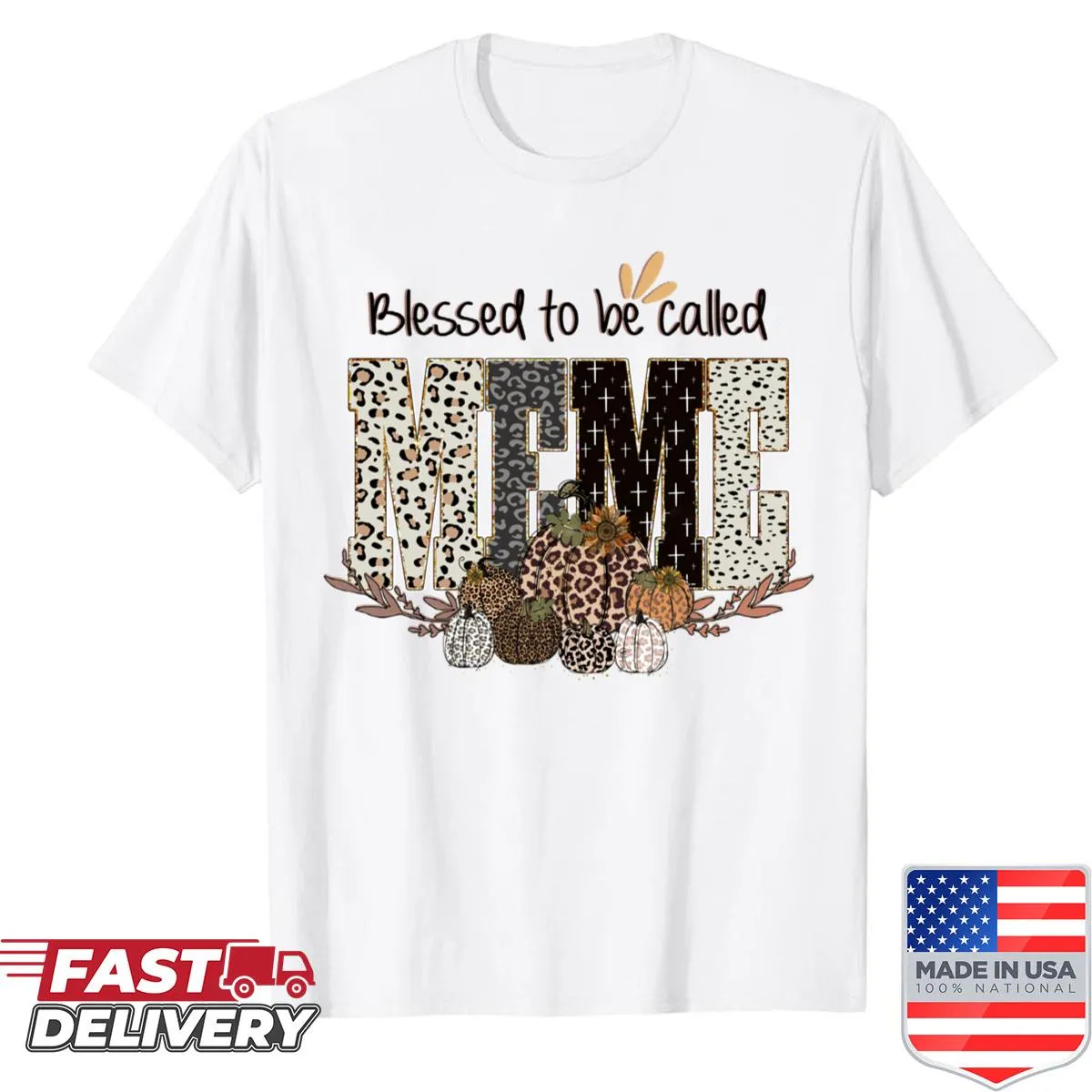 Vintage distressed shirt featuring leopard print pumpkins for Thanksgiving