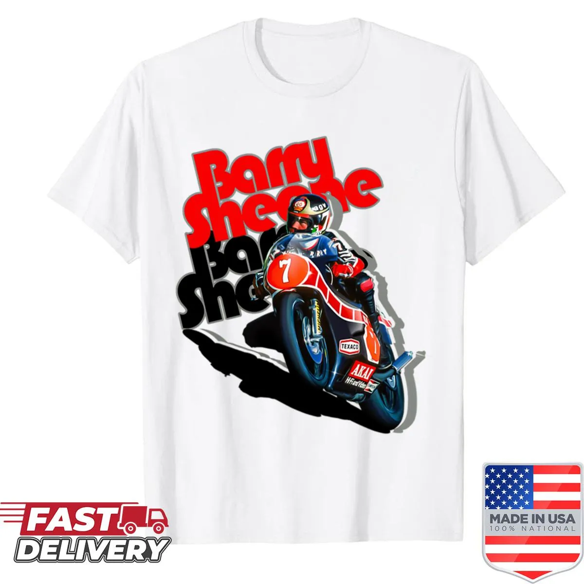 Vintage motorcycle sport shirt with bold logo design