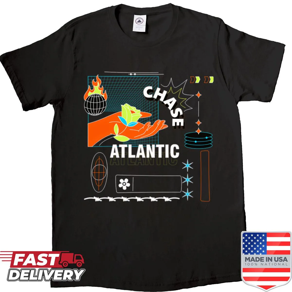 Vintage-style shirt featuring a classic band logo in a distressed print