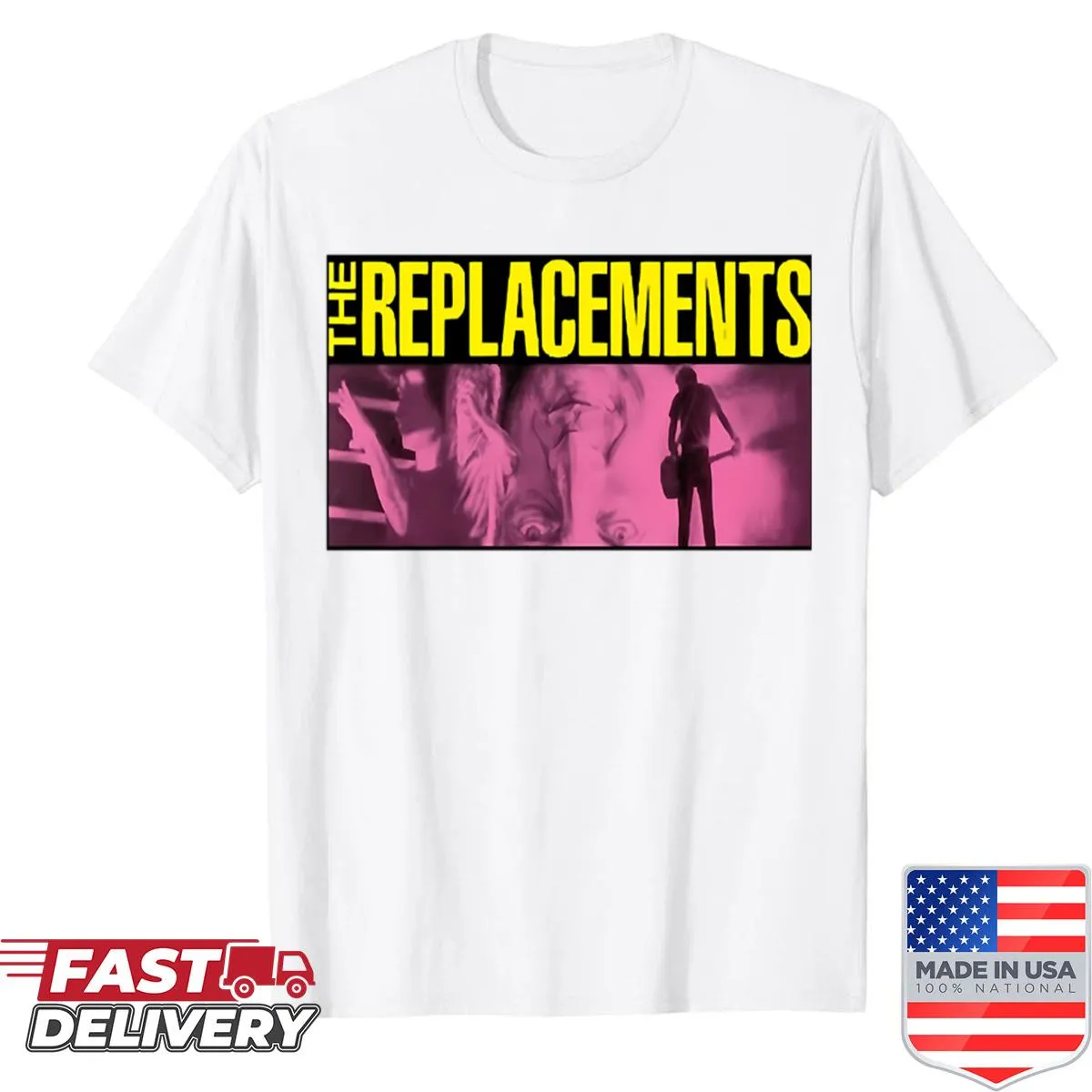 Vintage tour shirt featuring classic band logos and music themes