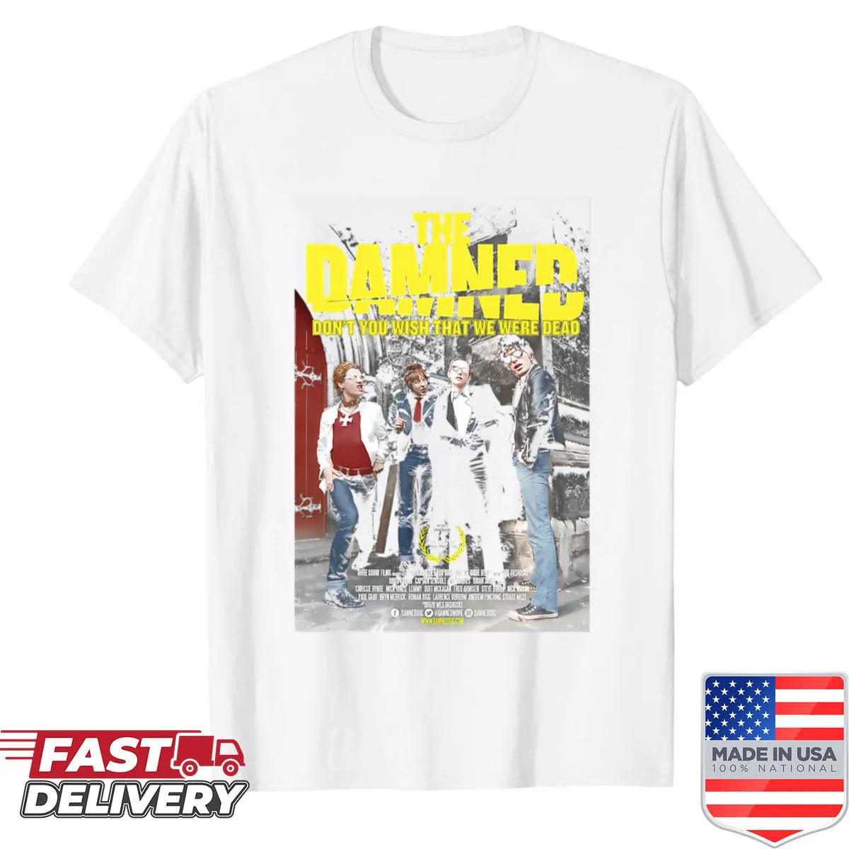 Vintage band logo shirt celebrating iconic music albums