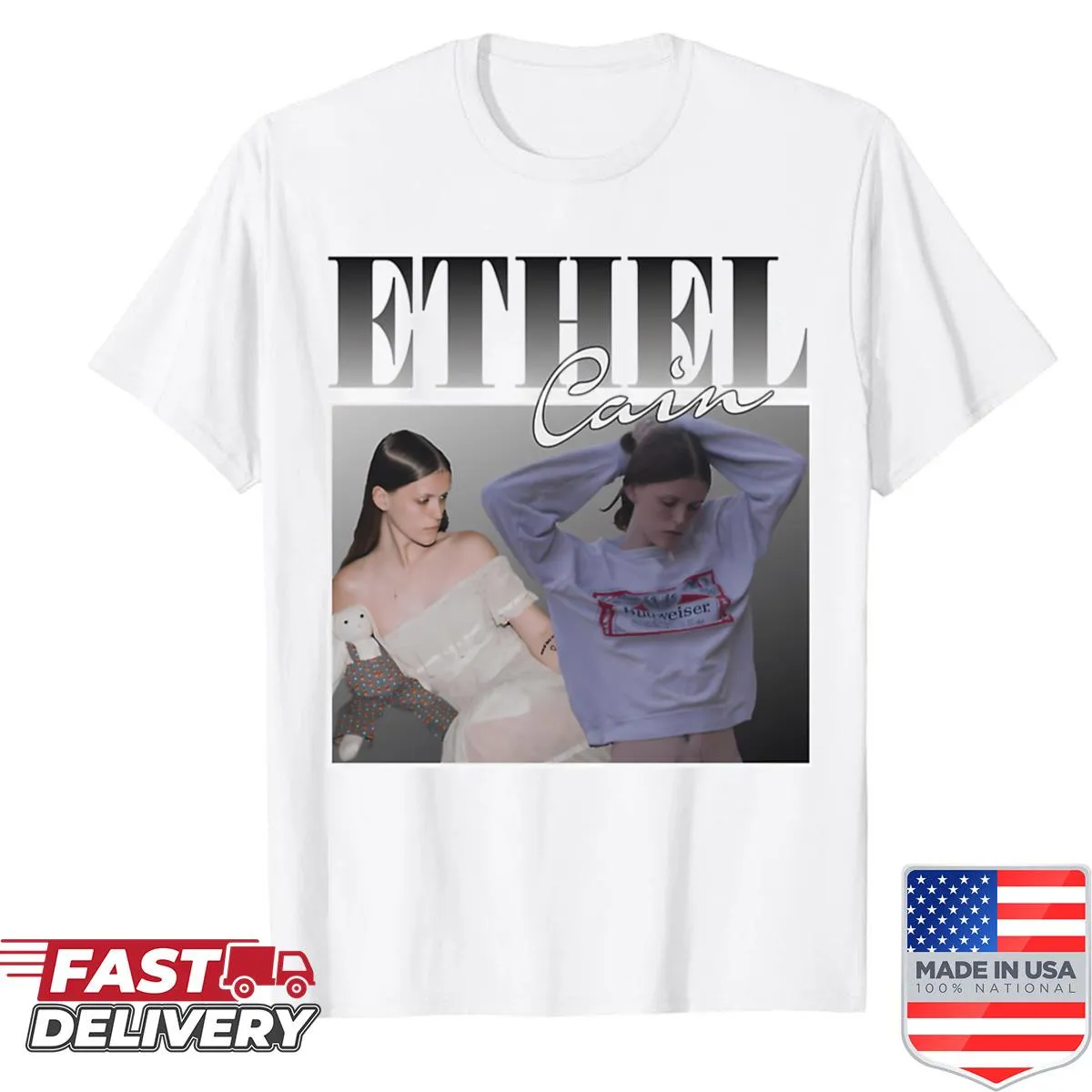 Vintage singer star tour t-shirt with classic music-themed print